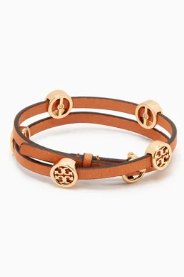 Buy Tory Burch Gold Miller Double wrap Bracelet in Leather For Women Online Ounass Oman