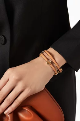 Buy Tory Burch Gold Miller Double wrap Bracelet in Leather For Women Online Ounass Oman