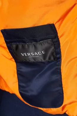 Buy Versace Blue Logo Varsity Bomber Jacket in Technical Nylon For Men Online Ounass Oman
