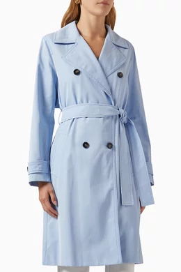 Buy Marella Blue Siesta Trench Coat in Coated Canvas For Women Online Ounass Oman