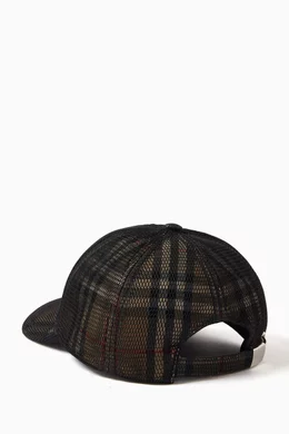 Buy Burberry Neutral Mesh Overlay Check Baseball Cap For Men