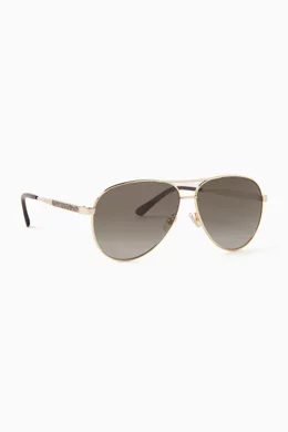Buy Jimmy Choo Gold Jimena Aviator Sunglasses in Metal  display picture 3
