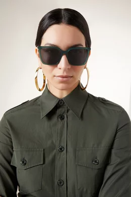 Buy Jimmy Choo Green Totta Rectangular Frame Sunglasses in  display picture 1