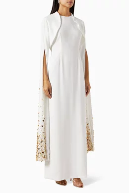 Buy Anatomi Color Estella Crystal embellished Cape Maxi Dress For Women Online Ounass Oman