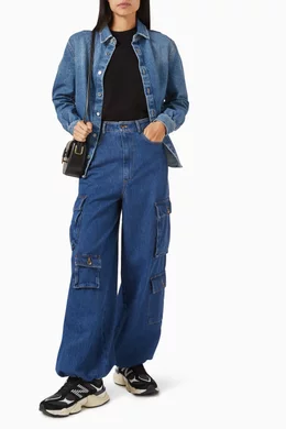 Buy The Frankie Shop Blue Hailey Oversized Cargo Pants in