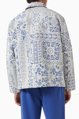 Buy Kith Neutral Tapestry Coaches Jacket in Cotton-blend Jacquard