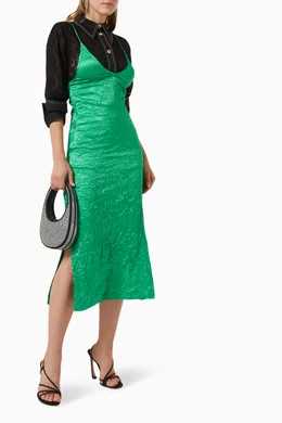 green emerald velvet dress Ganni main image 0