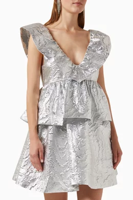 ganni silver jacquard dress Rent Ganni Silver Dress UK 10