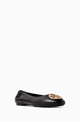 Buy Tory Burch Black Claire Round toe Ballet Flats in Leather For Women Online Ounass Oman