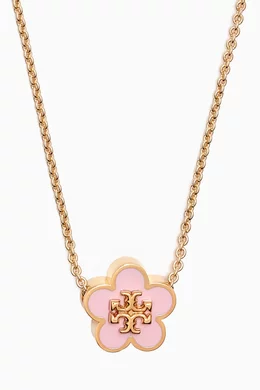 Buy Tory Burch Gold Kira Flower Enamel Pendant Necklace in
