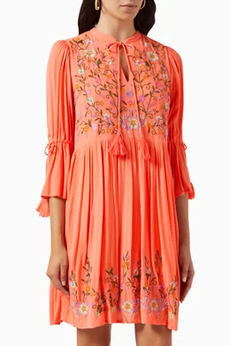 sachin and babi light blue dress Free People Mia Embroidered Mini Dress Multi White w Pockets Size L New  $128 main image 1