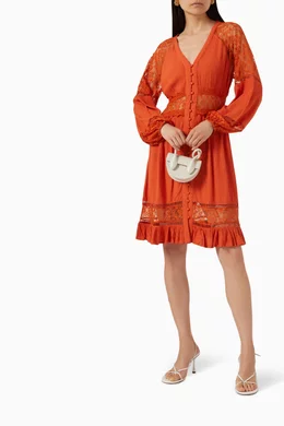 yas orange dress Y.a.s. Wrap Midi Dress With Kimono Sleeve In Orange Plisse