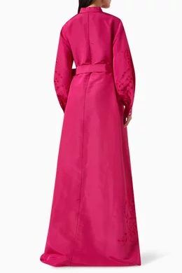 Buy Carolina Herrera Pink Floral Pattern Hem Maxi Dress in Silk For Women  Online | Ounass Oman