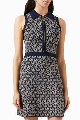 Buy Michael Kors Blue Polo Mini Dress in Logo-jacquard Knit For