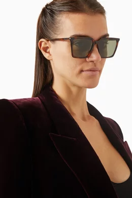 Buy SAINT LAURENT Brown SL 474 002 Square Sunglasses in  display picture 1