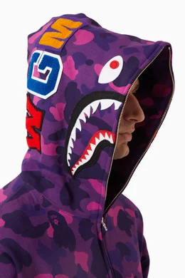 Purple camo shark hoodie new arrivals