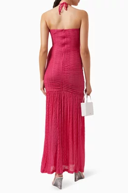 ganni halter dress Ganni Double Satin Halter Neck Maxi Dress