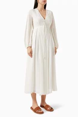 Buy Weekend Max Mara White Deodara Midi Dress in Viscose Linen