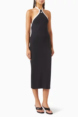 Buy Courreges Black Midi Contrast-trim Dress in Jersey For Women 