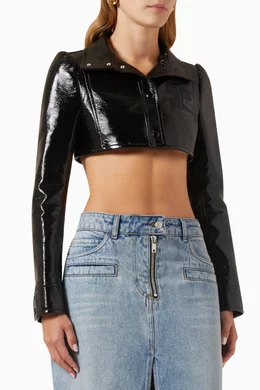 Vinyl cropped jacket top