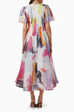 Buy Aje Multicolour Nova Pleated Midi Dress in Organza For Women Online |  Ounass Oman