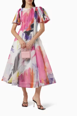 Buy Aje Multicolour Nova Pleated Midi Dress in Organza For Women Online |  Ounass Oman