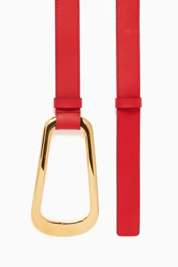Michael Kors Collection Angelina Leather Belt Angelina Metallic Python Embossed Leather Belt, GOLD  main image 4