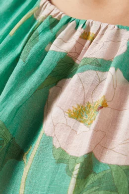 Buy BERNADETTE Green Georgina Floral Maxi Dress in Linen For Women Online |  Ounass Oman