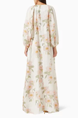 Buy BERNADETTE White Georgina Floral Maxi Dress in Linen For Women Online |  Ounass Oman