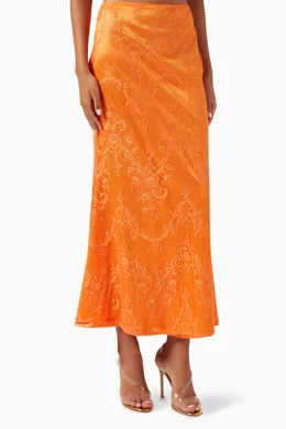 Buy Never Fully Dressed Orange Lace Maxi Skirt For Women Online | Ounass  Oman