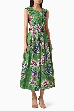 zorina tie midi dress Aje Zorina Tie-Waist Midi-Dress