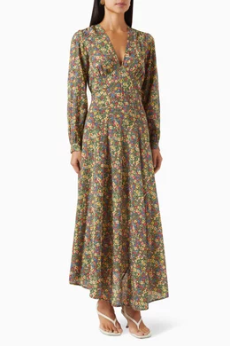 Buy DEN Green Charleston Midi Dress in Organic Cotton Blend For Women  Online | Ounass Oman