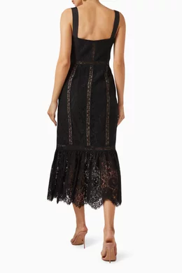 knee length dresses for ladies Self-Portrait - Blue Flower Lace Midi Dress
