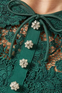 self portrait green cord lace midi dress Self-Portrait Cord Lace Midi Dress