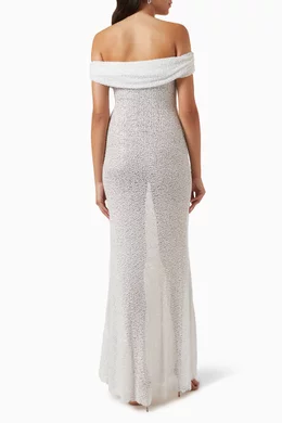 self portrait beaded maxi dress self-portrait - Olive Rhinestone Embellished Maxi Dress