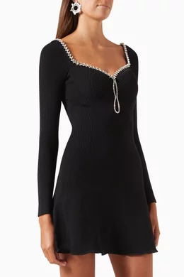 Buy Self-Portrait Black Knit Diamante Mini Dress For Women Online | Ounass  Oman