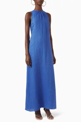 strapless open back dress May Linen Maxi Dress l Neutral Ground
