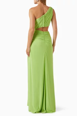 Buy Mac Duggal Green One-shoulder Cut-out Gown For Women Online | Ounass  Oman