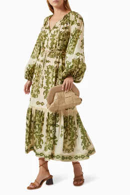 zimmermann raie billow sleeve midi dress Zimmermann `raie` billow sleeve midi dress