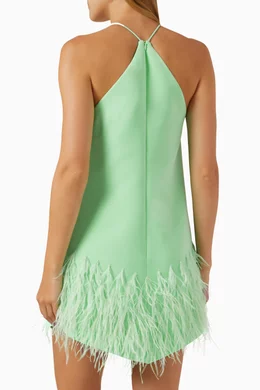 alexis green feather dress Alexis Bristal Feather Trim Shift Dress In Jade - 40% Off
