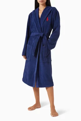 Buy Ralph Lauren Home Blue Player Bath Robe in Cotton Terry For