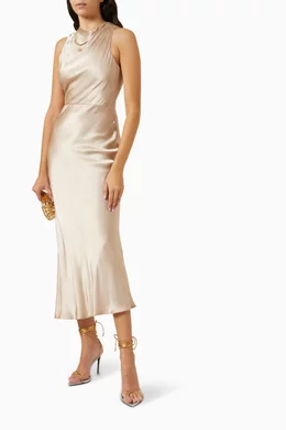 la lune high neck midi dress Shona Joy La Lune High Neck Midi Dress - Olive