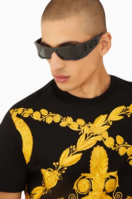Buy Versace Black Medusa Biggie Shield Sunglasses in Acetate  display picture 1