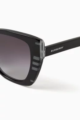 Buy Burberry Black Oversized Cat-eye Sunglasses in Acetate  display picture 3
