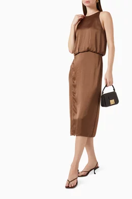 Buy Theory Brown Layered Tank Dress in Satin For Women Online | Ounass Oman