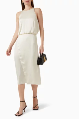 Buy Theory White Layered Tank Dress in Satin For Women Online | Ounass Oman