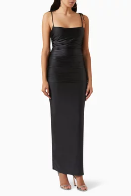 knee length dresses for ladies Aurora Ruched Organic Cotton Maxi Dress main image 0