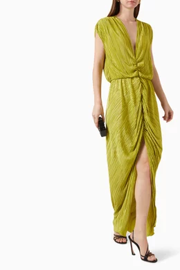 Buy Good American Green Always Fits Plisse Maxi Dress For Women Online |  Ounass Oman