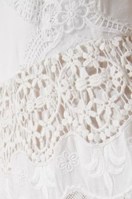 Buy Alice + Olivia White Alora Embroidered Maxi Dress in Linen For Women  Online | Ounass Oman
