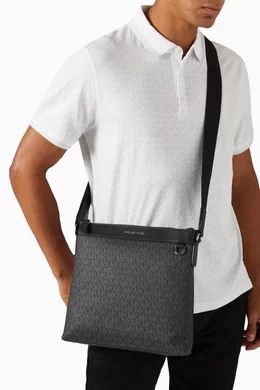 Buy Michael Kors Black Greyson Crossbody Bag in Logo Canvas For Men Online Ounass Oman